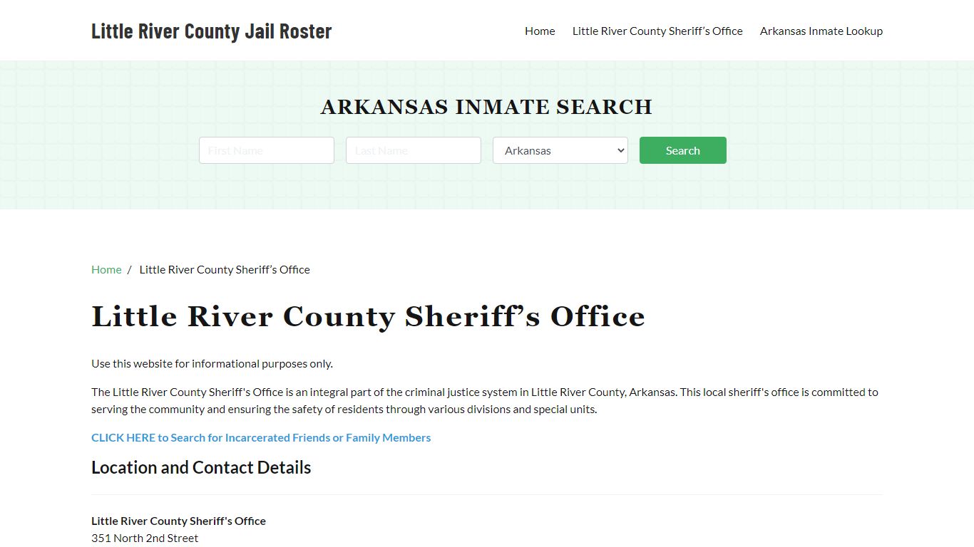 Little River County Sheriff Office, AR, Arrest Warrants Search